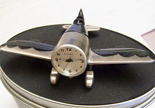 Fossil Air Plane Desk Clock Vintage Novelty Le Collectible Ml2083 Airplaneful Jpg