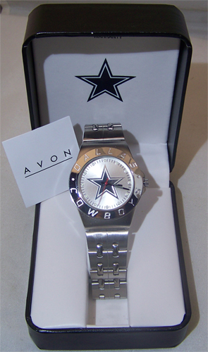 Dallas Cowboys Watch Avon Release Mens 3 Hand Silver Tone Wristwatch