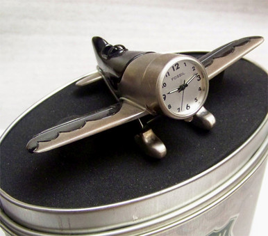 Fossil Air Plane Desk Clock Vintage Novelty Le Collectible Ml2083