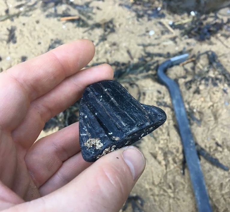 Sea washed Whitby Jet found at Runswick