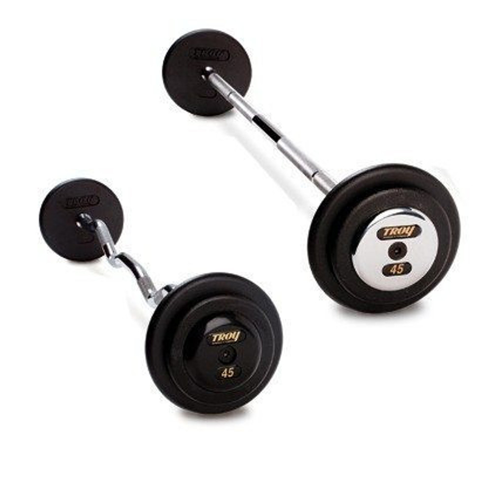Commercial Black Fixed Barbell Set w/ Rack Troy Gtech Fitness