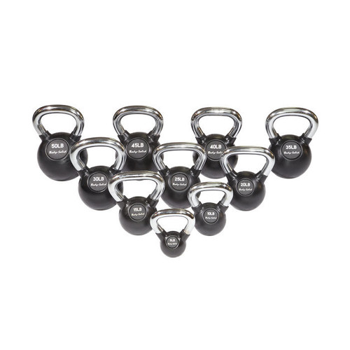 Rubber Coated 5-50 lb. Kettlebell Set