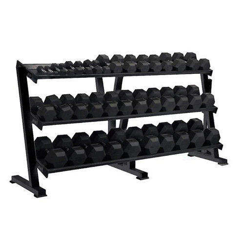 York Rubber Hex Dumbbell Set w/ Rack