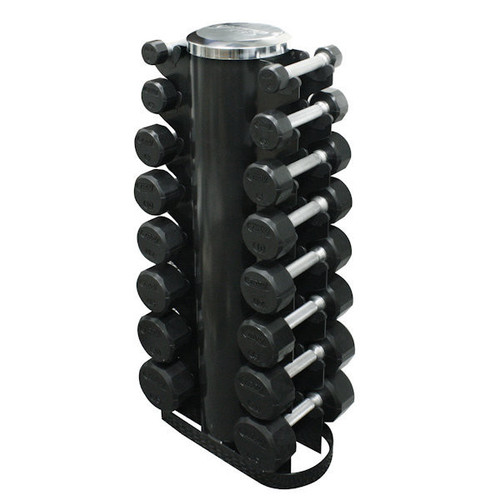 Troy Barbell TSD-R Rubber Coated Dumbbell Set with Rack