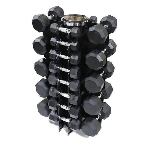 Troy VTX 3-50 lb. Rubber Dumbbells w/ Rack