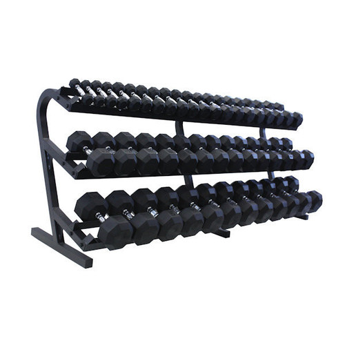 Troy VTX 5-100 lb Rubber Dumbbell Set w/ Rack