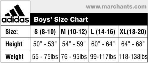 adidas kids size chart