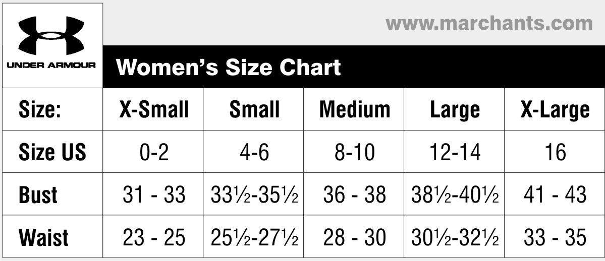 Under Armor Women S Size Chart