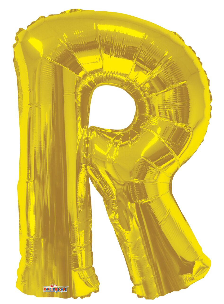 Gold Letter Balloons 34" Gold Letter "R" Foil Helium Balloon
