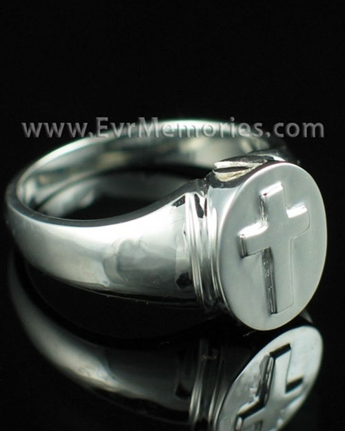 Sterling silver mens ring cremation keepsake, memorial Divinity ring