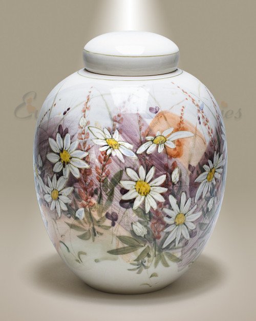 Ceramic Daisies cremation urns by Shine On Brightly