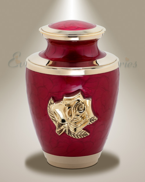 Red eternities crematory urn and funeral urns for cremated remains