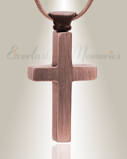 antique copper remembrance cross urn pendant as a way of remembering