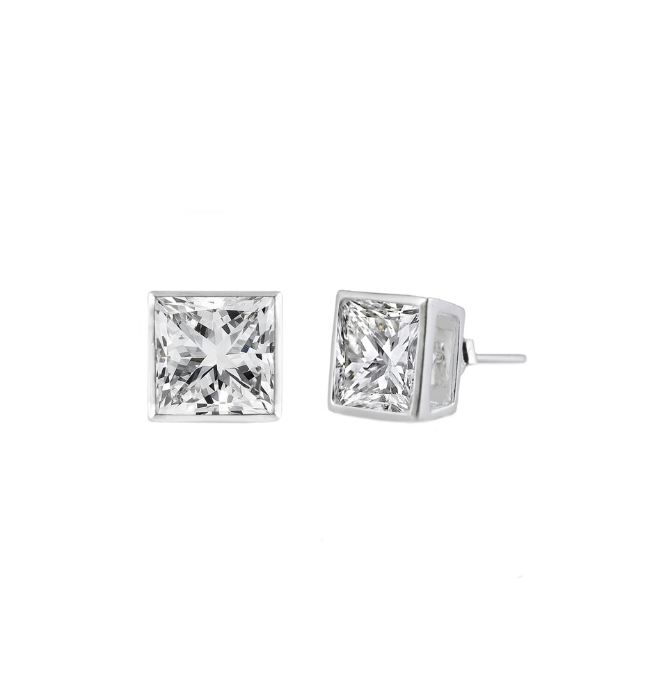 Sterling Silver Square CZ Stud Earring - 5MM - Controse