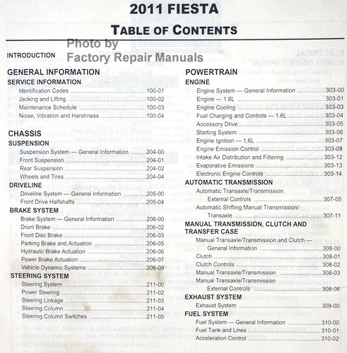 2011 Ford Fiesta Factory Service Manual Original Shop Repair Book ...