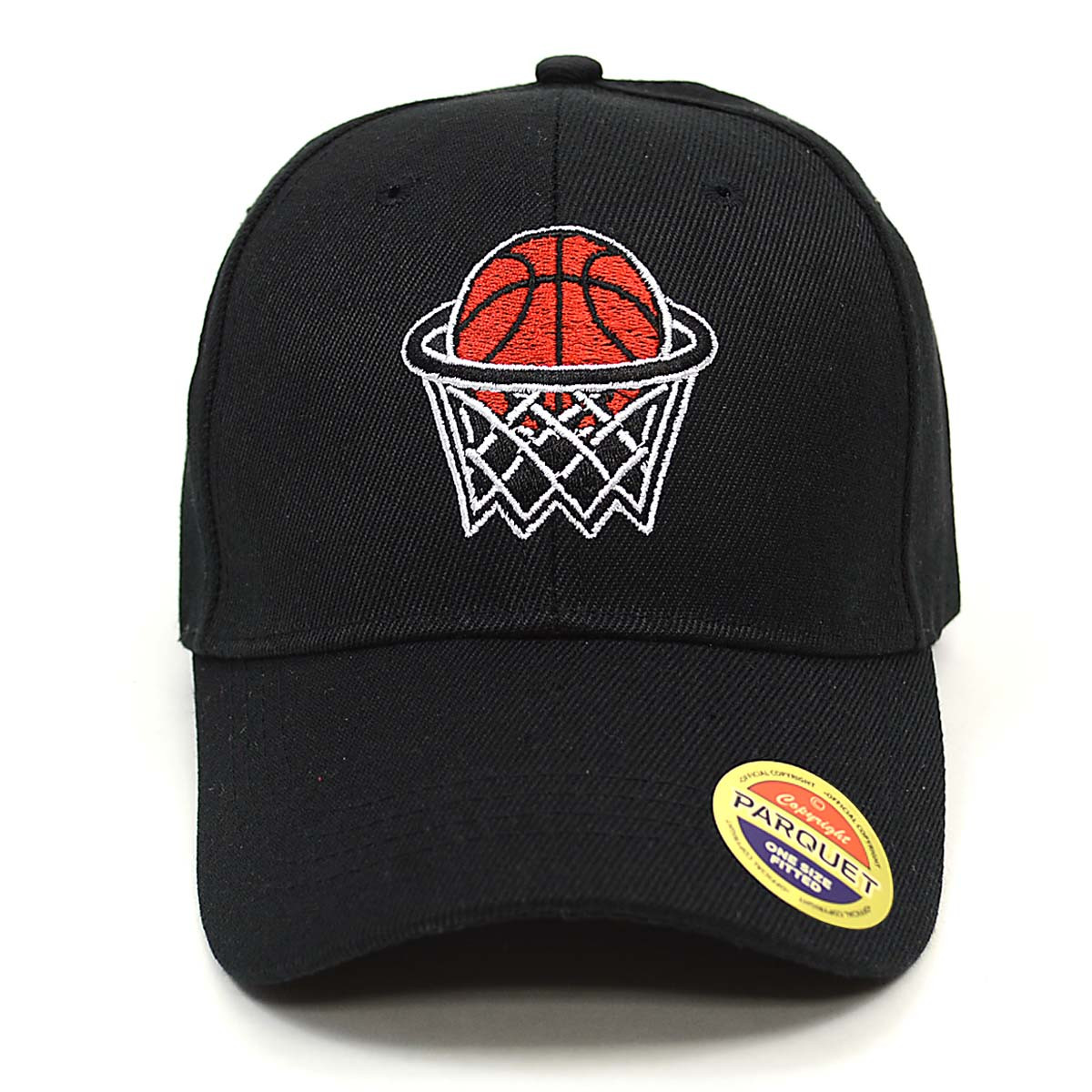 Basketball Hoop Black Embroidered Baseball Cap