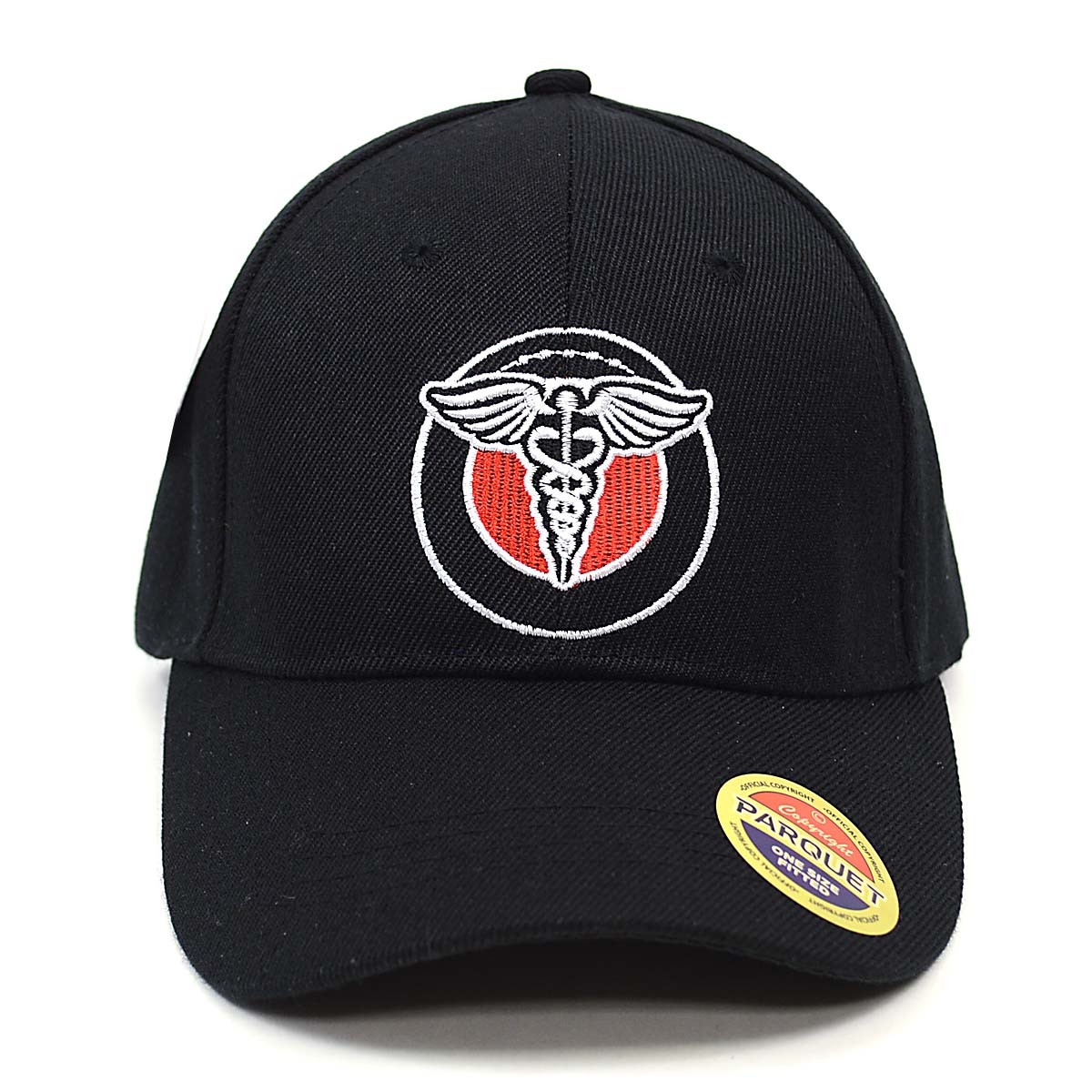 Medical Symbol Black Embroidered Baseball Cap