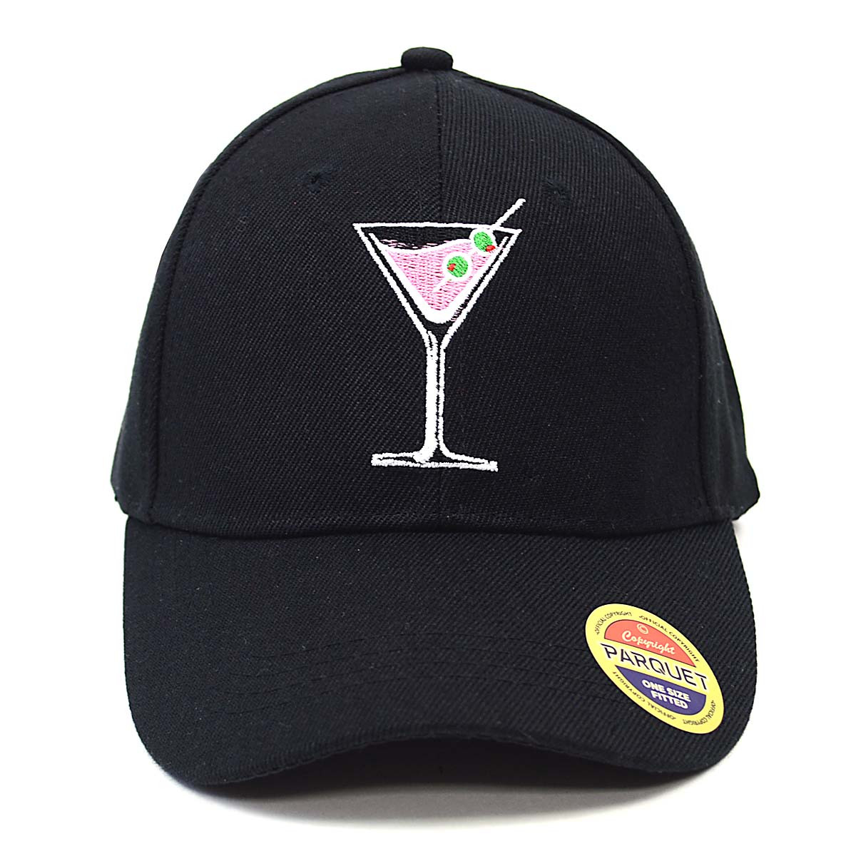 Martini Black Embroidered Baseball Cap