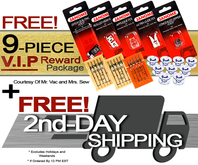 Janome Skyline S3 Computerized Sewing Machine w/ FREE! 9-Piece V.I.P Reward Package and FREE! 2nd-Day Shipping Janome Skyline S3 Computerized Sewing Machine w/ FREE! 9-Piece V.I.P Reward Package and FREE! 2nd-Day Shipping