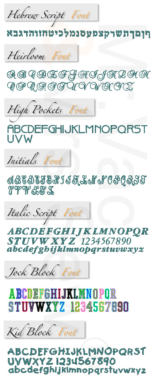 Monogram Wizard Plus Embroidery Software Built-In Embroidery Fonts