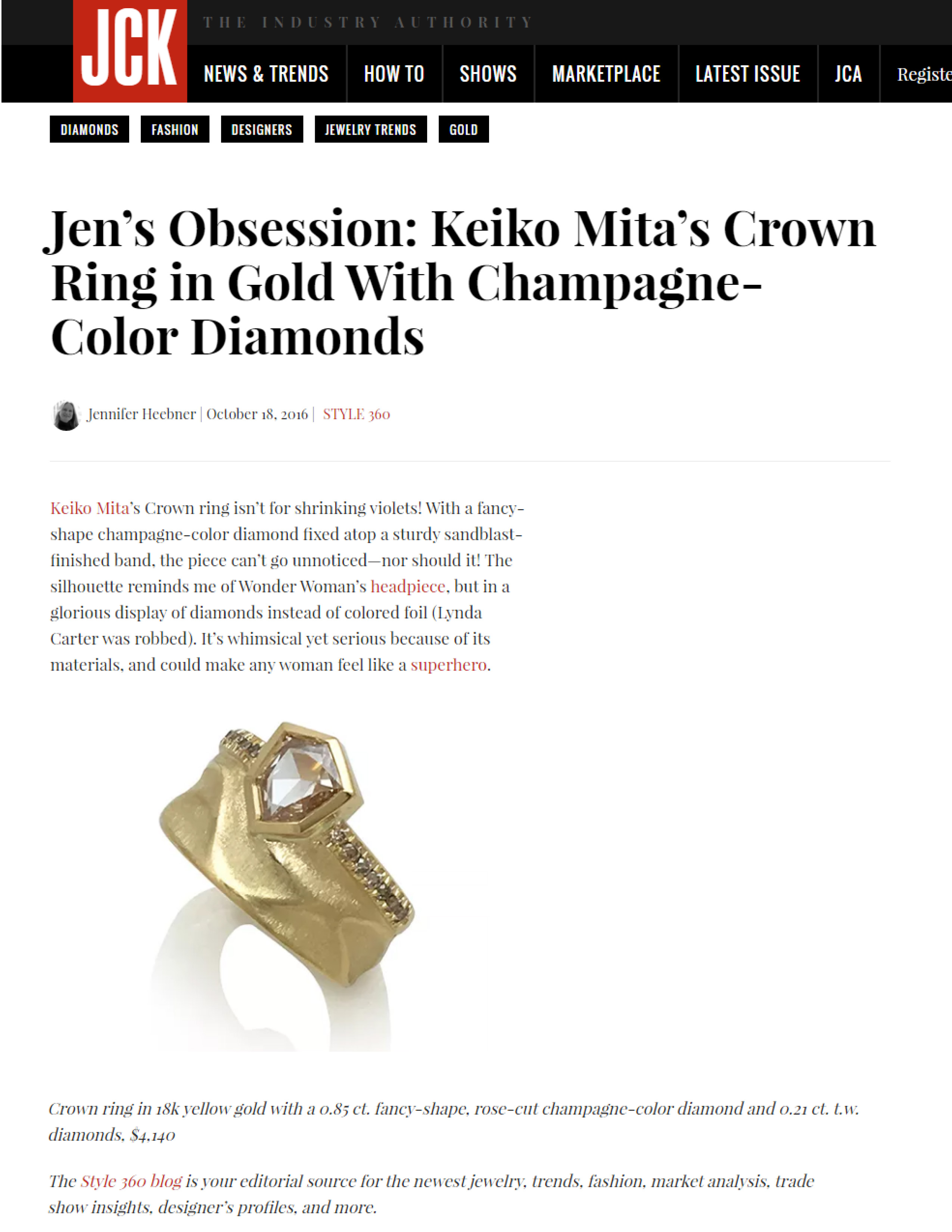 Crown Ring by K.Mita | JCK Online Oct 2016