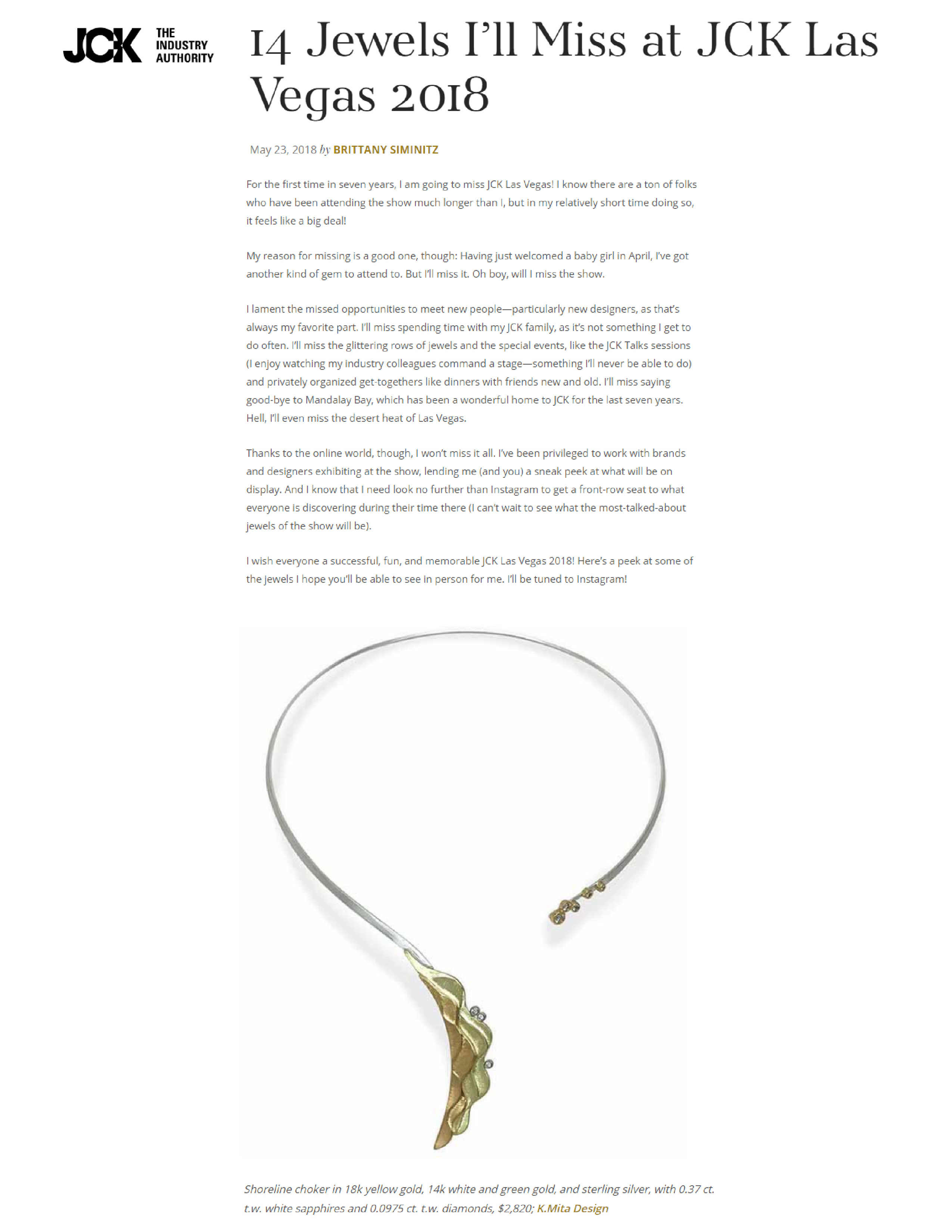 Shoreline Choker | 18k Yellow Gold 14k Green and White Gold Sterling Silver White Sapphires and Diamonds | jckonline.com May 2018 