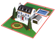 pac-containment-wire.jpg PAC F6C Invisible Stubborn Dog Fence Kit (Up to 20 acres) — boundary wire layout around a house, garden and pool