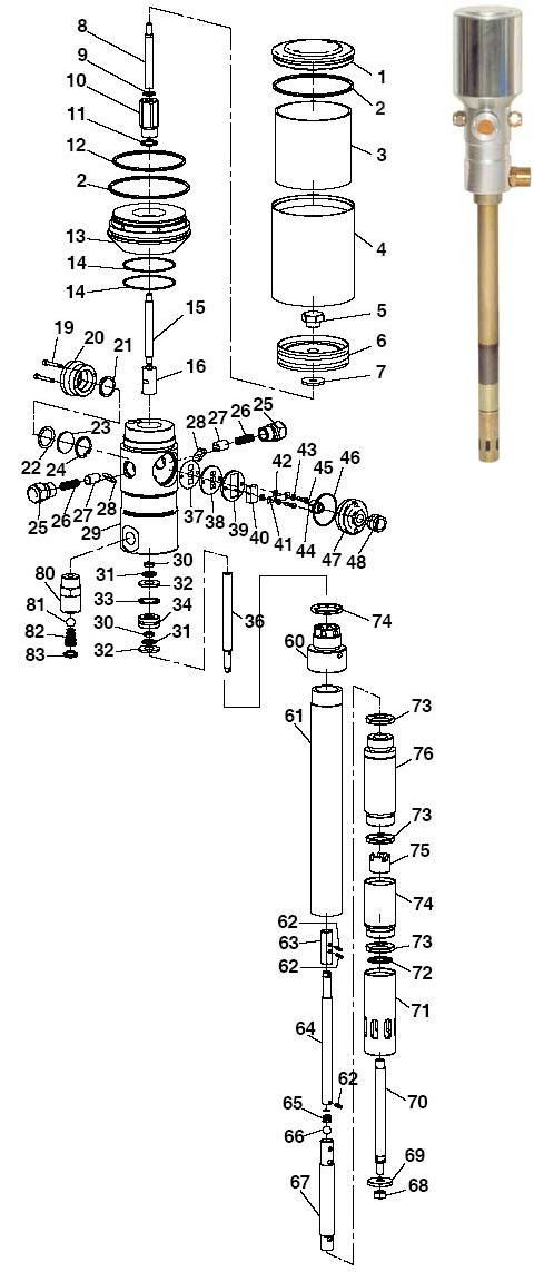 Liquid Dynamics 80:1 Grease Pump Parts - Air Motor Seal & Slide Kit - 2