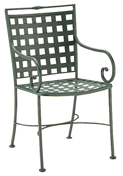 woodard sheffield wrought iron dining arm chair with lattice back