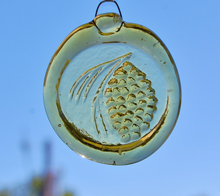 Handmade Glass Sun Catcher Coin Pine Cone