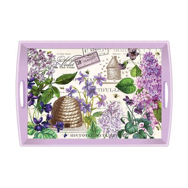 Lilac and Violets Decoupage Wooden Tray