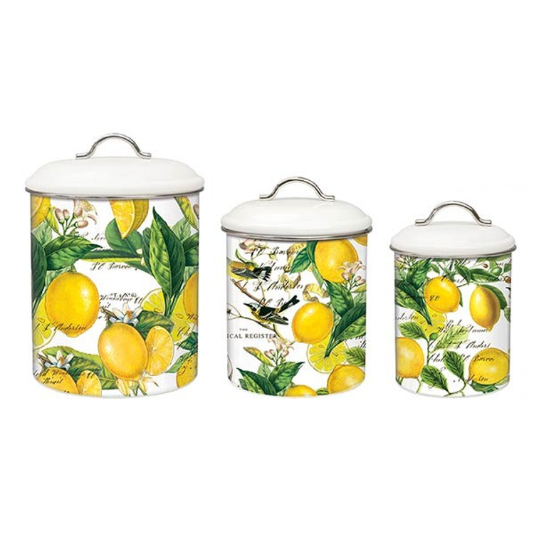 Lemon Basil Metal Canister Set