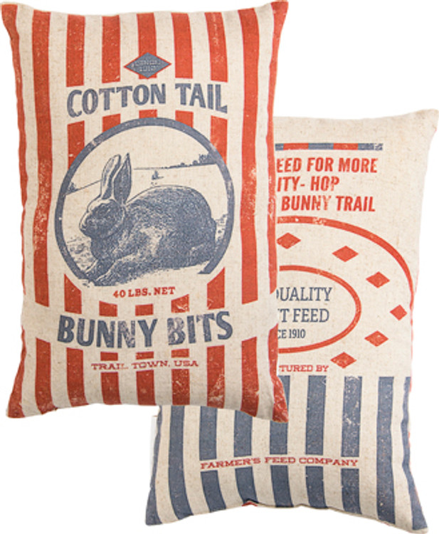Feed Sack Pillow - Bunny Bits