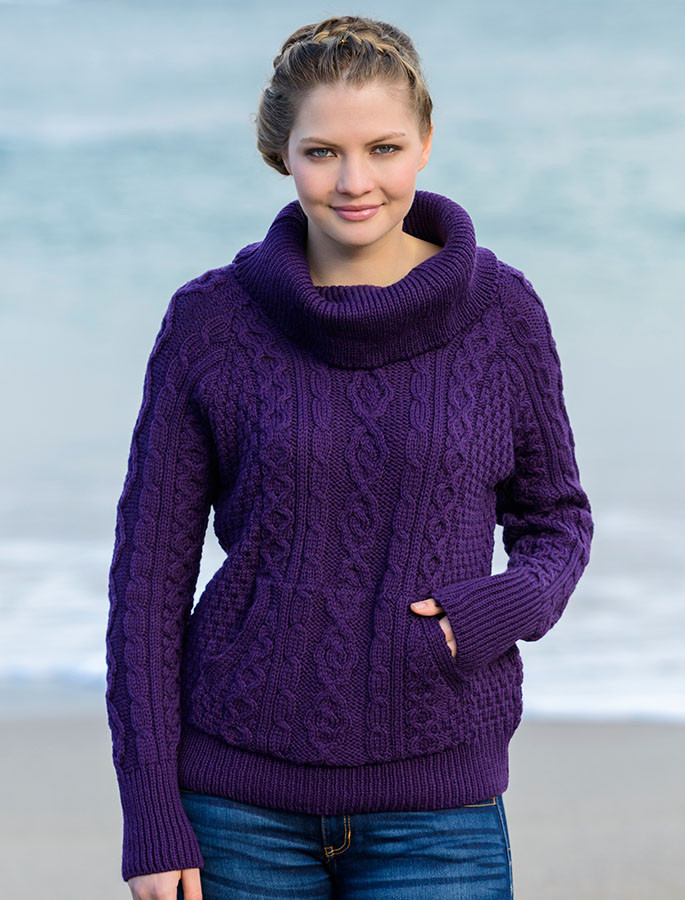 cable knit cowl neck sweater, cowl neck sweater women