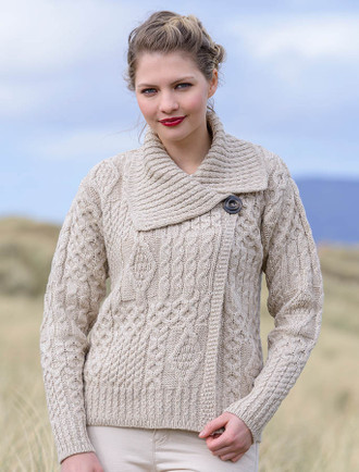 Aran Cardigan, Zip Up Cardigan Women | Irish Cardigan