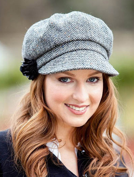 Ladies Tweed Newsboy Hat - Grey, Aran Sweater Market