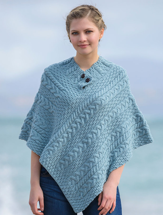 Cable poncho, Aran poncho, Irish wool cape Aran Sweater Market