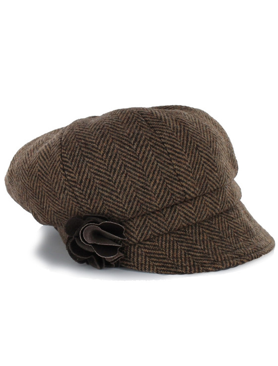 Ladies Tweed Newsboy Hat - Brown | Aran Sweater Market