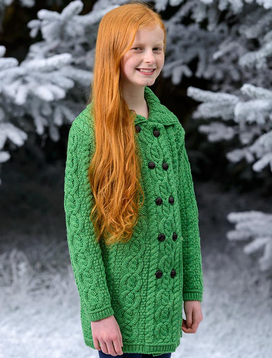 Kid's Double Breasted Aran Merino Cardigan