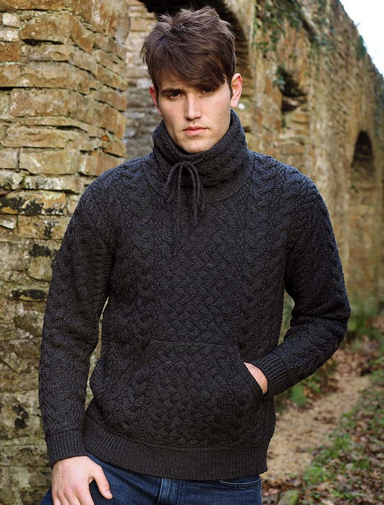 Men's Cowl Neck Aran Sweater | Aran Sweater Market