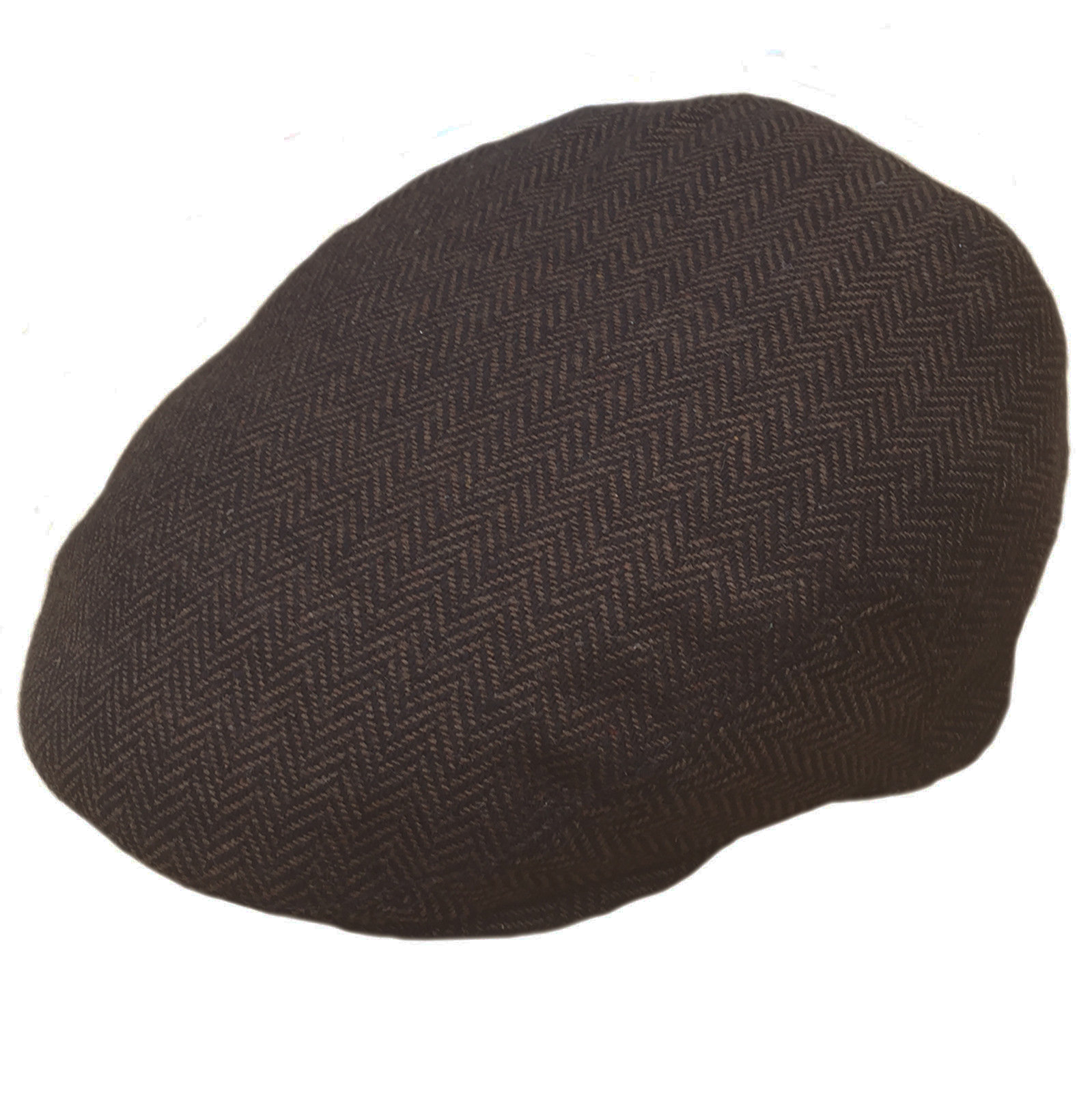 black herringbone flat cap