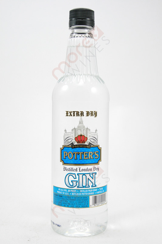 Potter's Extra Dry Gin 750ml MoreWines