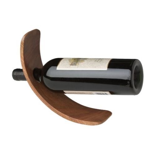 Curved wood wine bottle holder