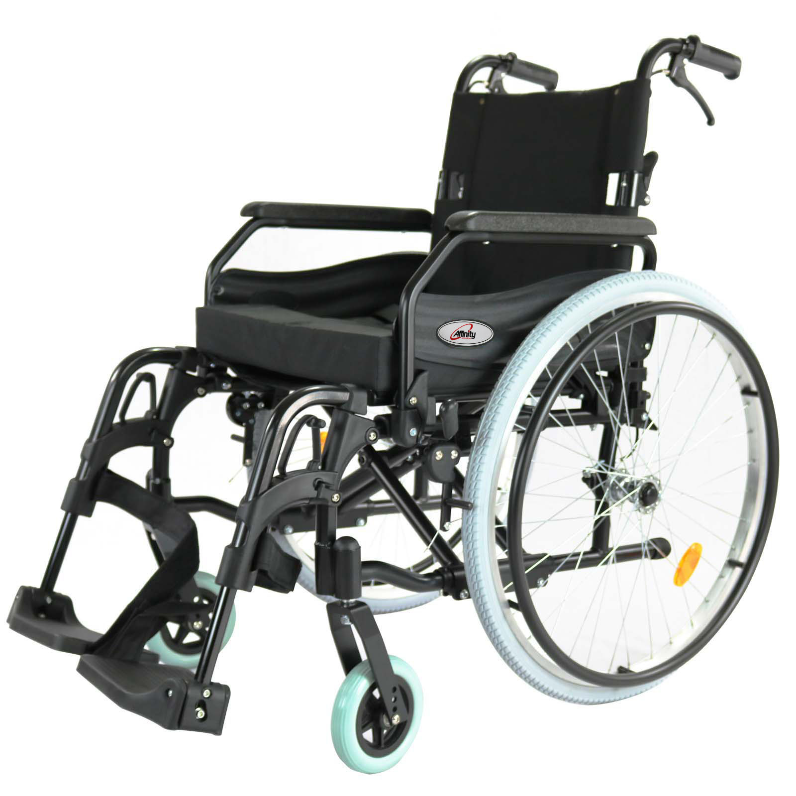 Wheelchair Folding Back Alloy Armrests 24" Manual Mobility Aid Dining