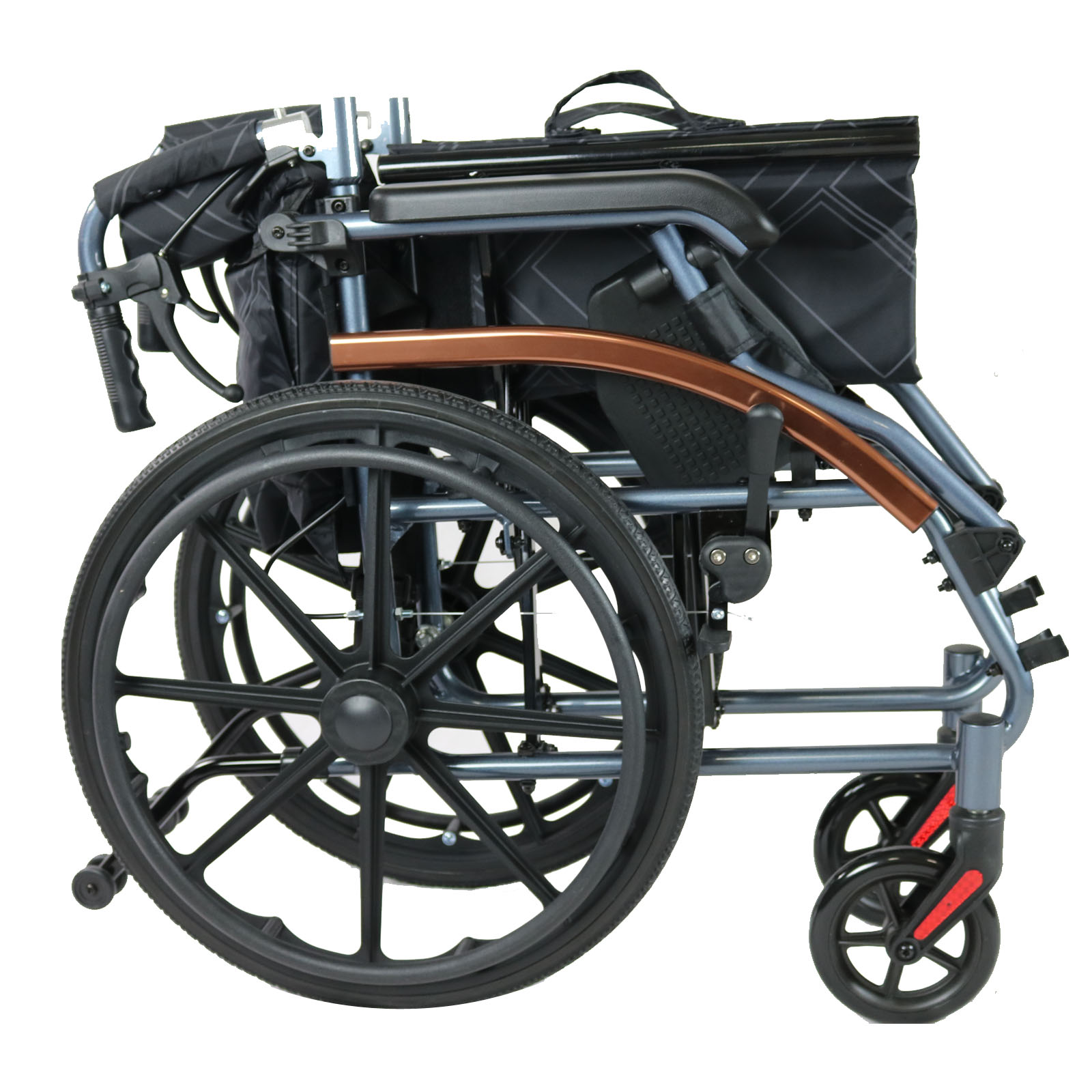 Folding Transport Transit Wheelchair Light Weight Aluminium Brakes Solid Tyres eBay