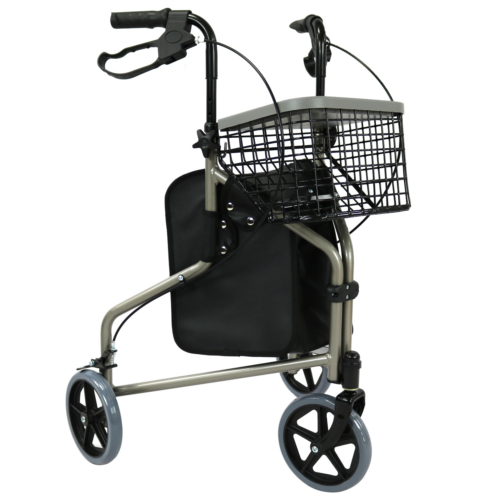 Tri Rollator Foldable Walking Frame Indoor Outdoor Walker Mobility Aid