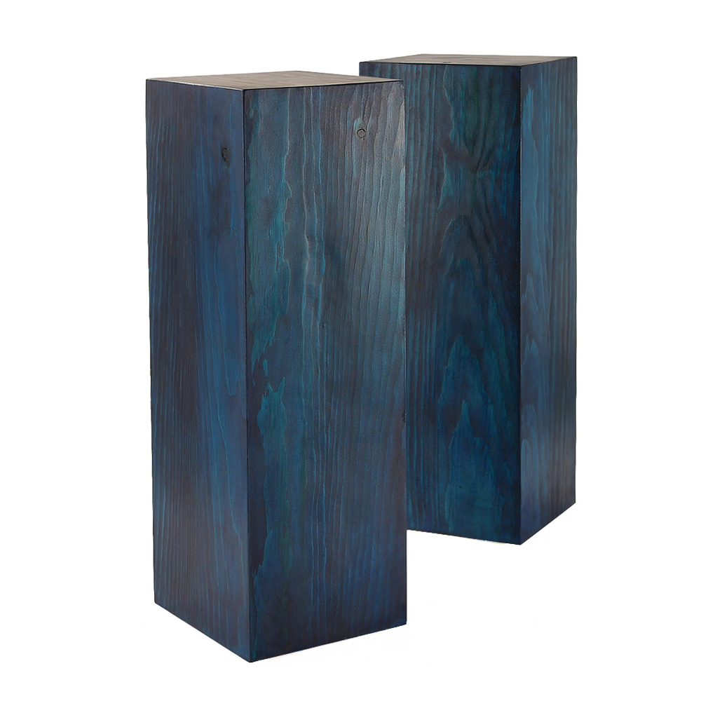 Blue Stained Cube Tables Blue Stained Cube Tables