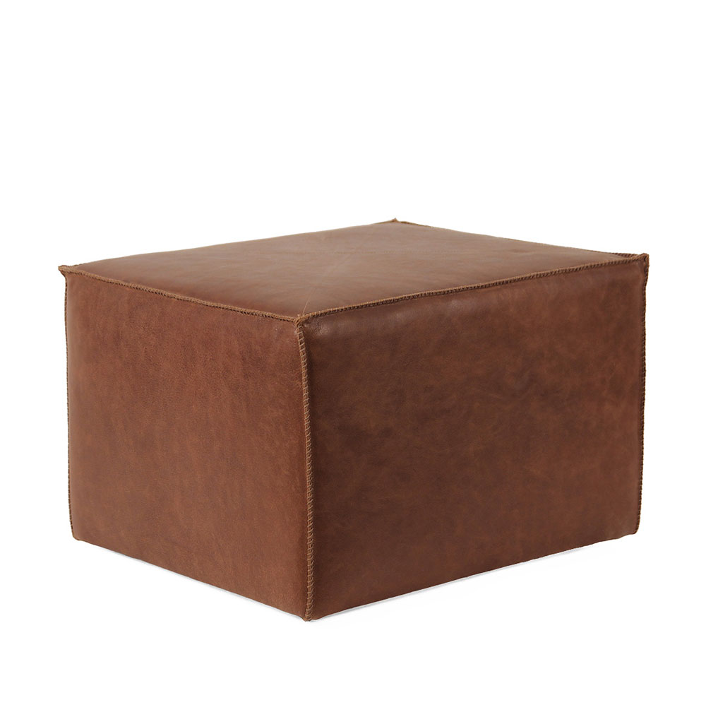 Leather Whipstitch Ottoman