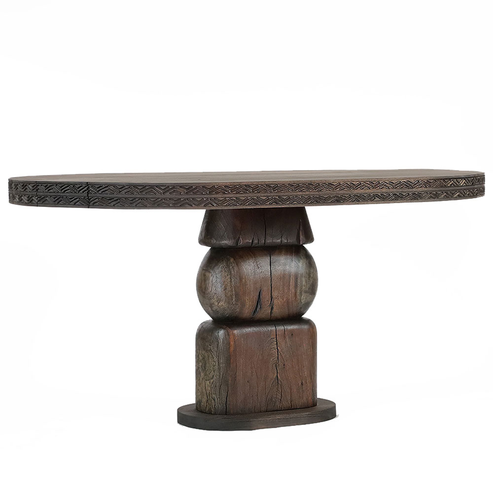Oval Exterior Wood Dining Table
