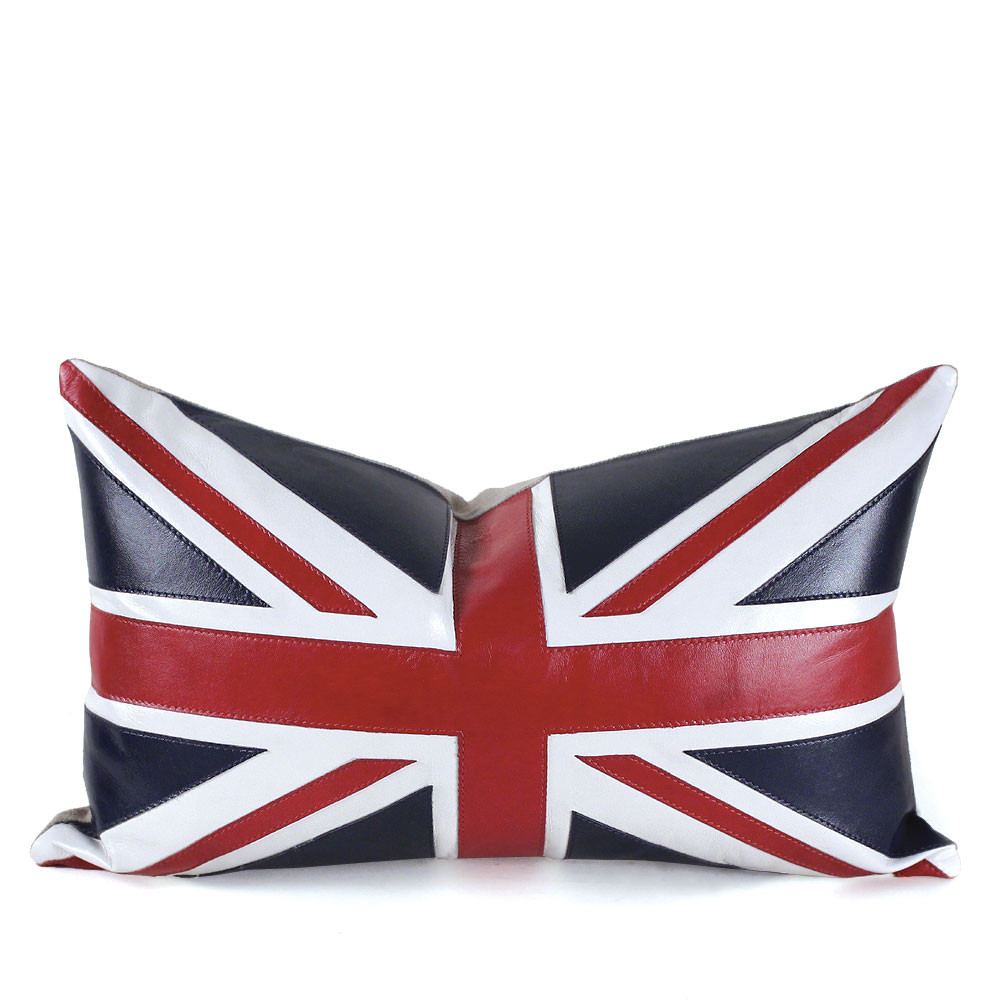 Union Jack Leather Pillow Pfeifer Studio